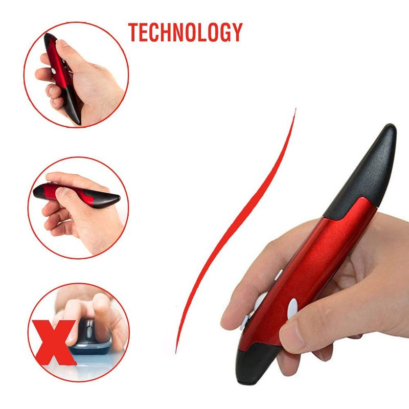 Lychee Wireless Optical Pocket Pen Mouse, 2.4GHz USB Wireless Optical Mini Air Mouse for PC Laptop Notebook Computer Mac (Red) - Image 5